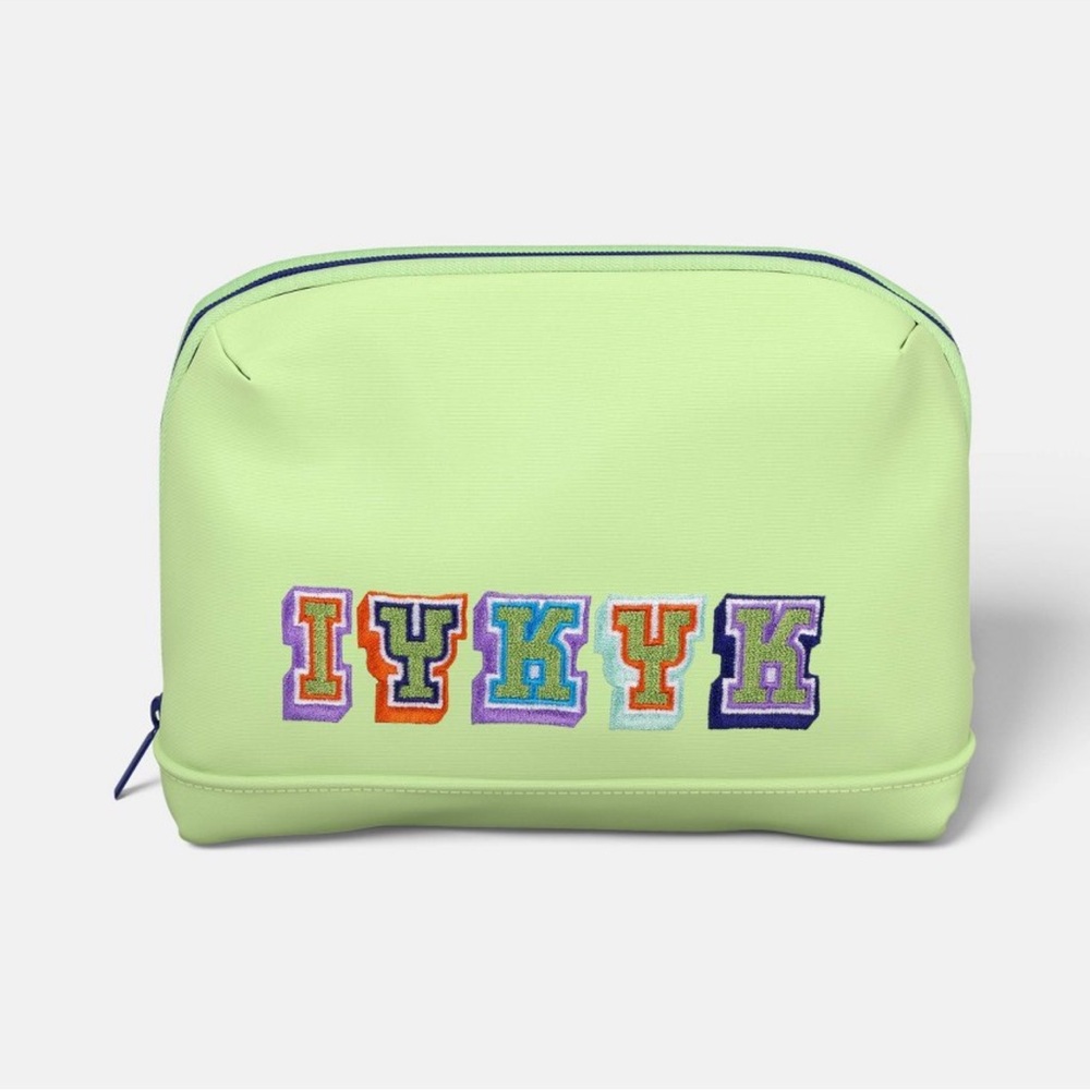 Tech Pouch - heyday™ Pastel Lime Word Embroidery: Electronics Accessory Case